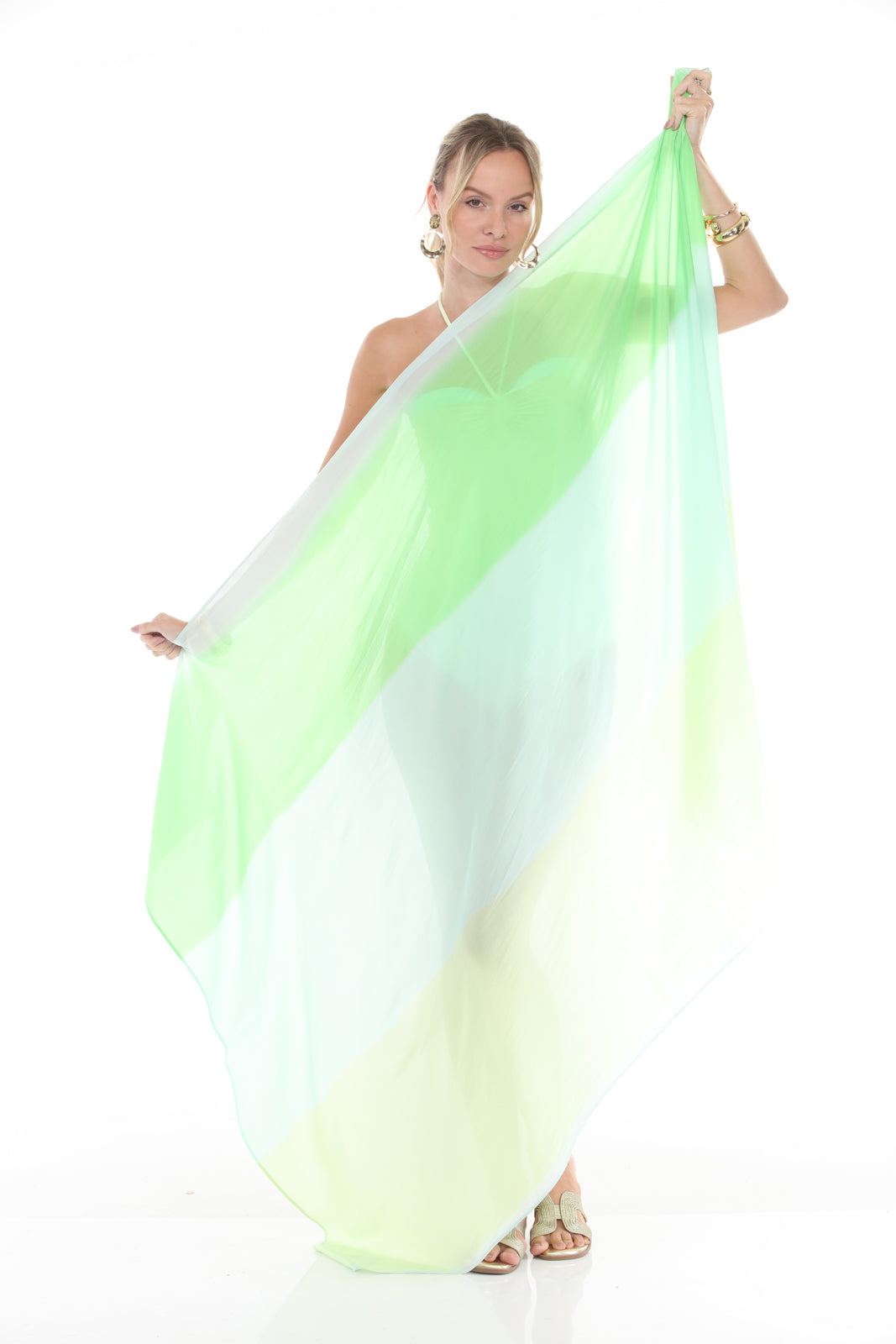 Pareo Wide Stripe | Aqua/Neon Yellow alt