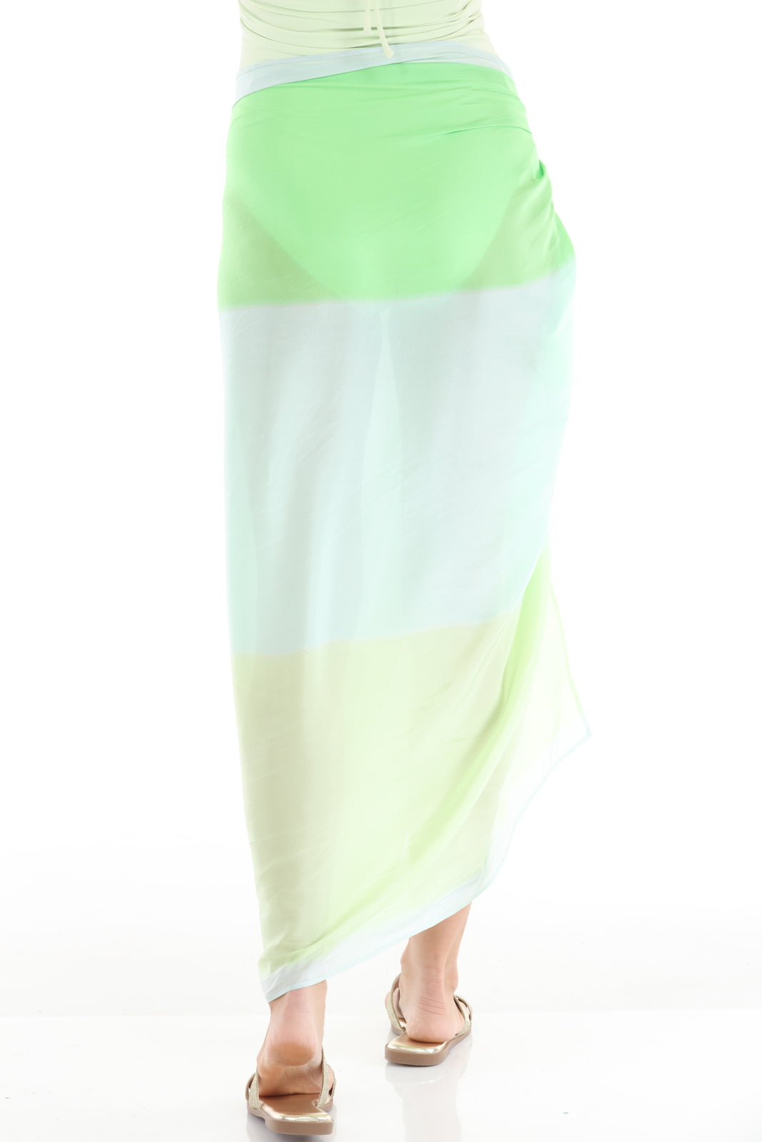 Pareo Wide Stripe | Aqua/Neon Yellow close back
