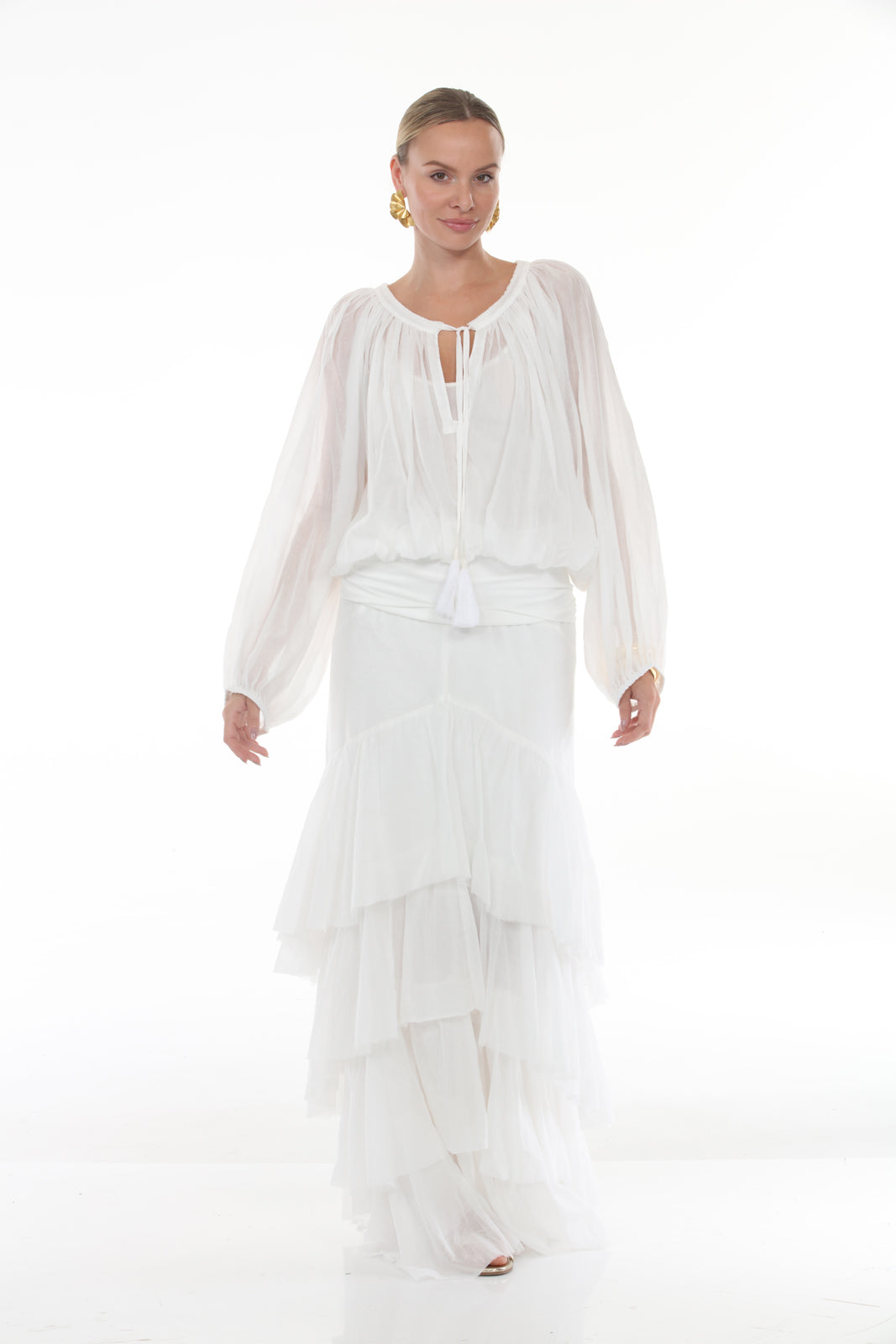 Peasant Top - Cotton | White- front