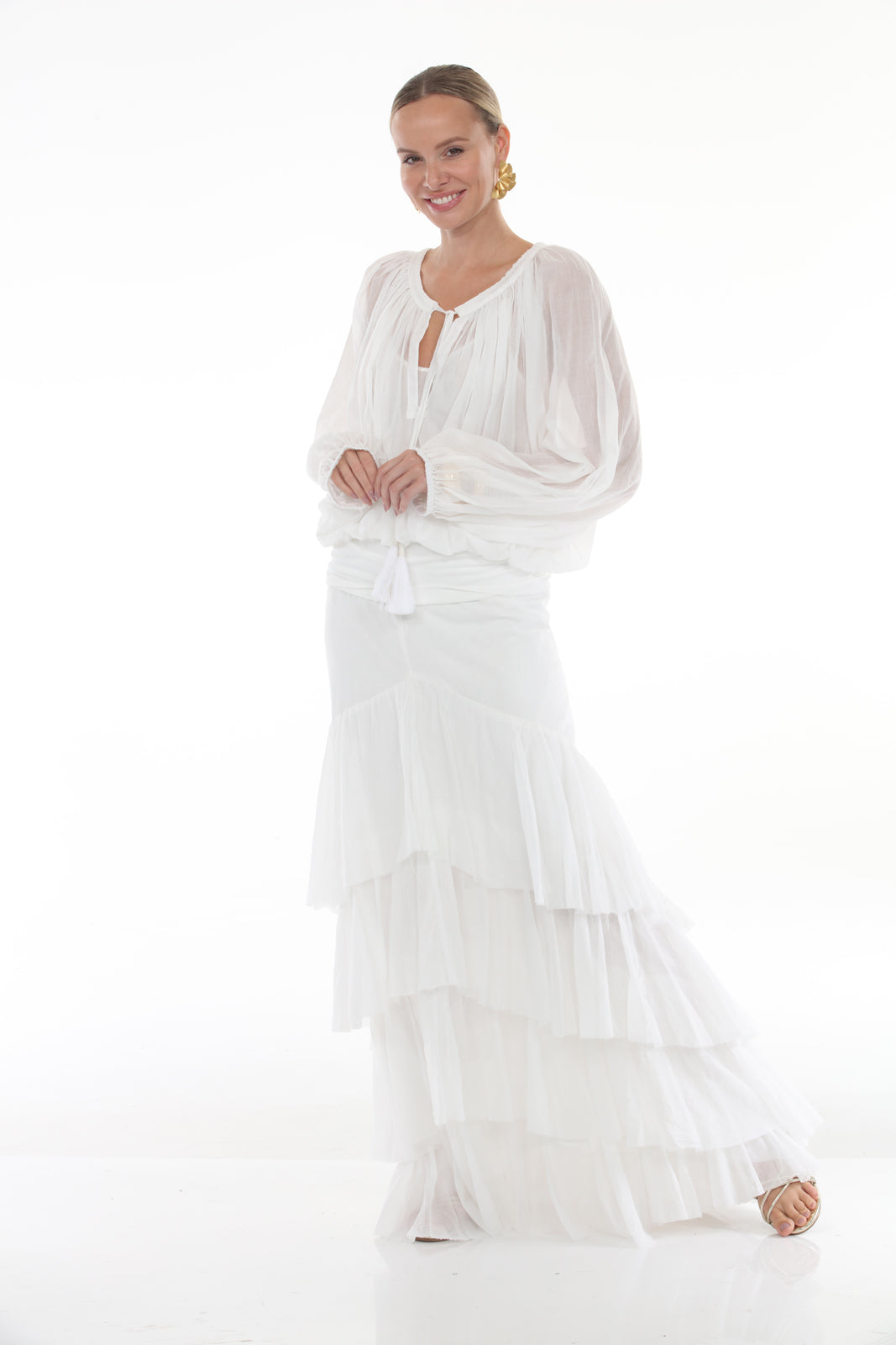 Peasant Top - Cotton | White - side