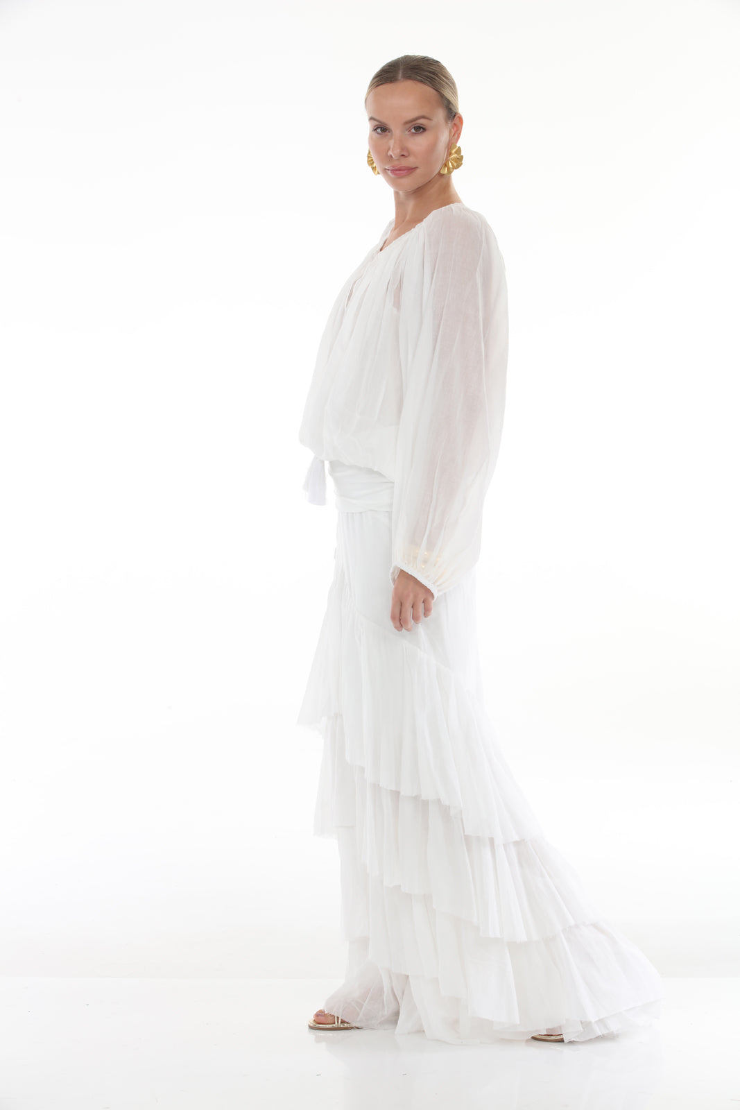 Peasant Top - Cotton | White - side alt