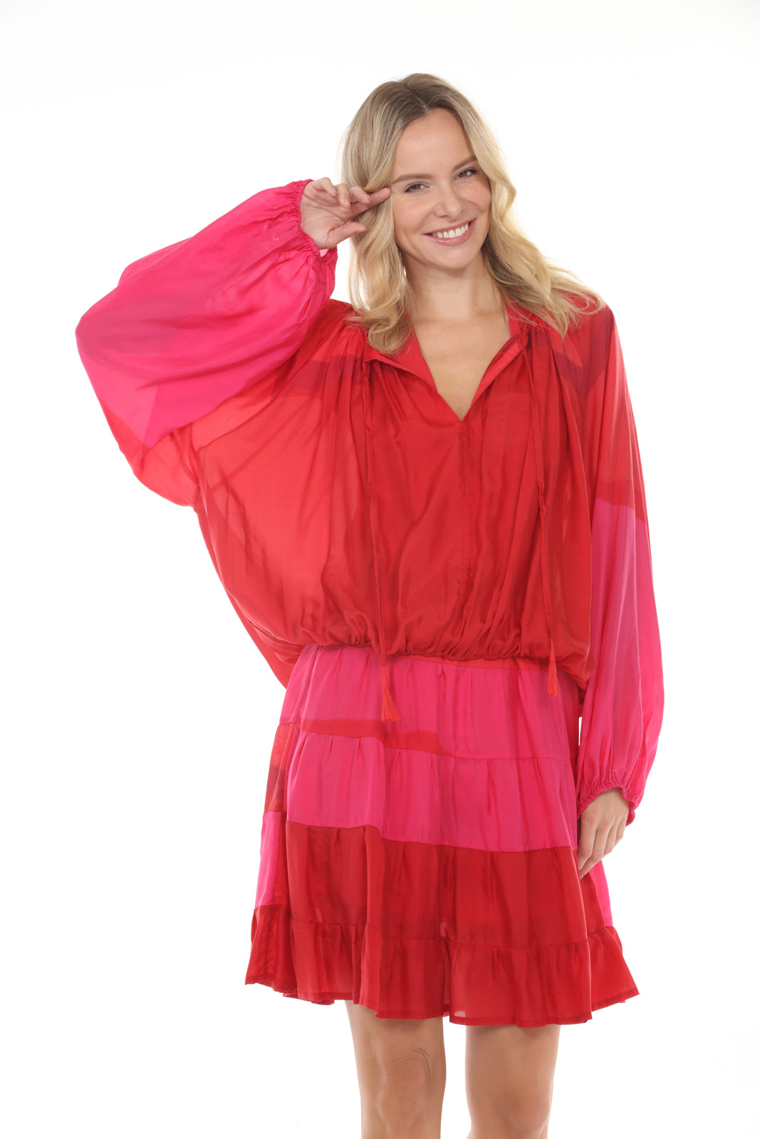 Peasant Top | Red/Pink - front