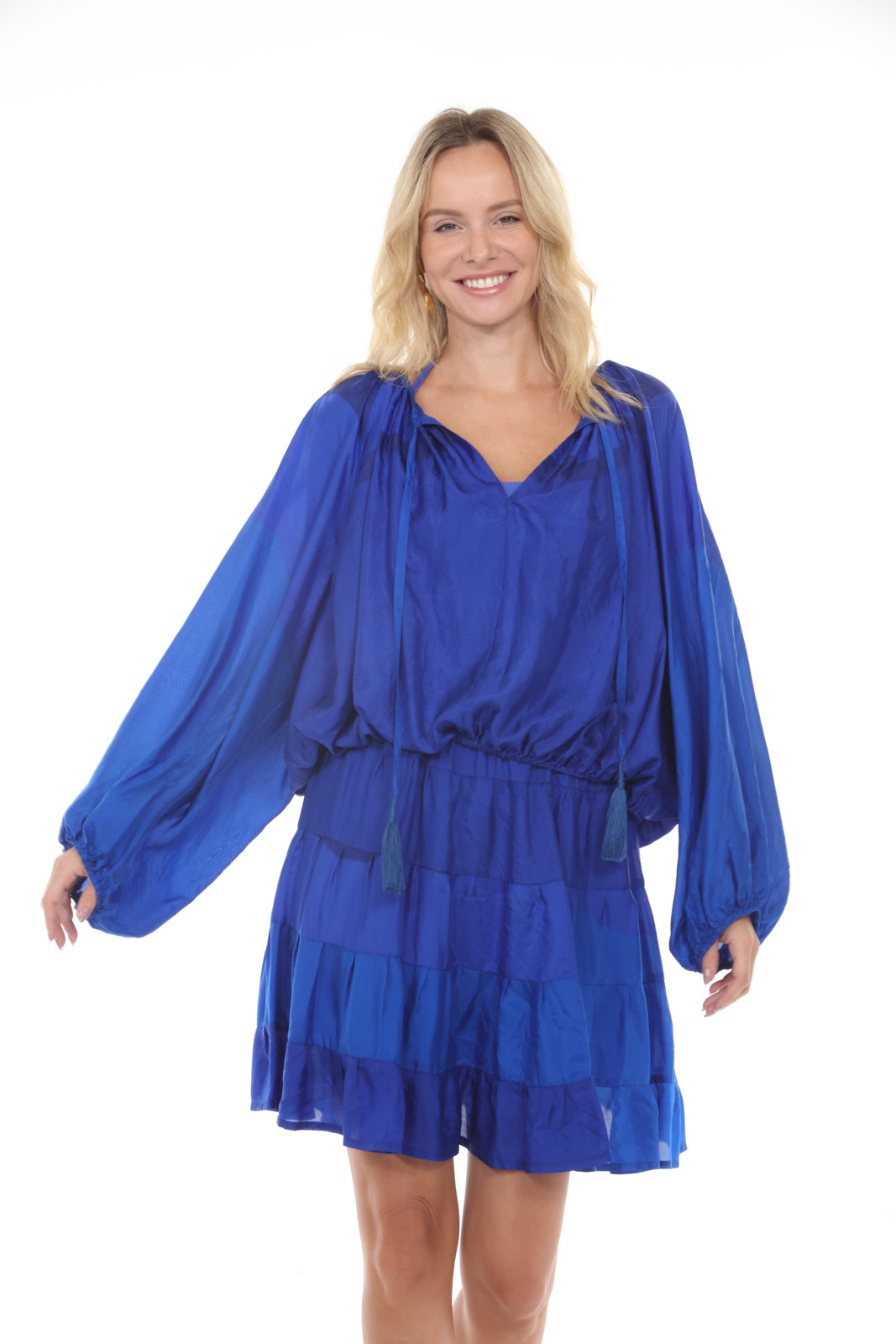 Peasant Top | Royal Blue/Moroccan Blue - closeup