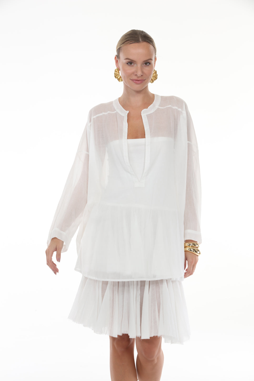 Pirate Shirt in Cotton | White - closeup