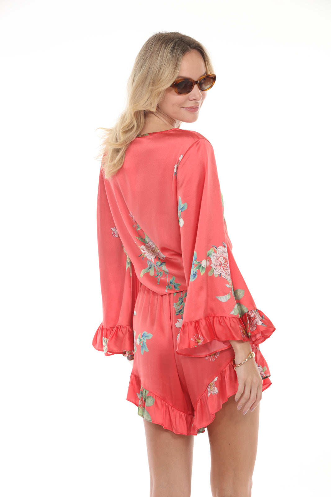 Ruffle Shorts | Coral - back closeup