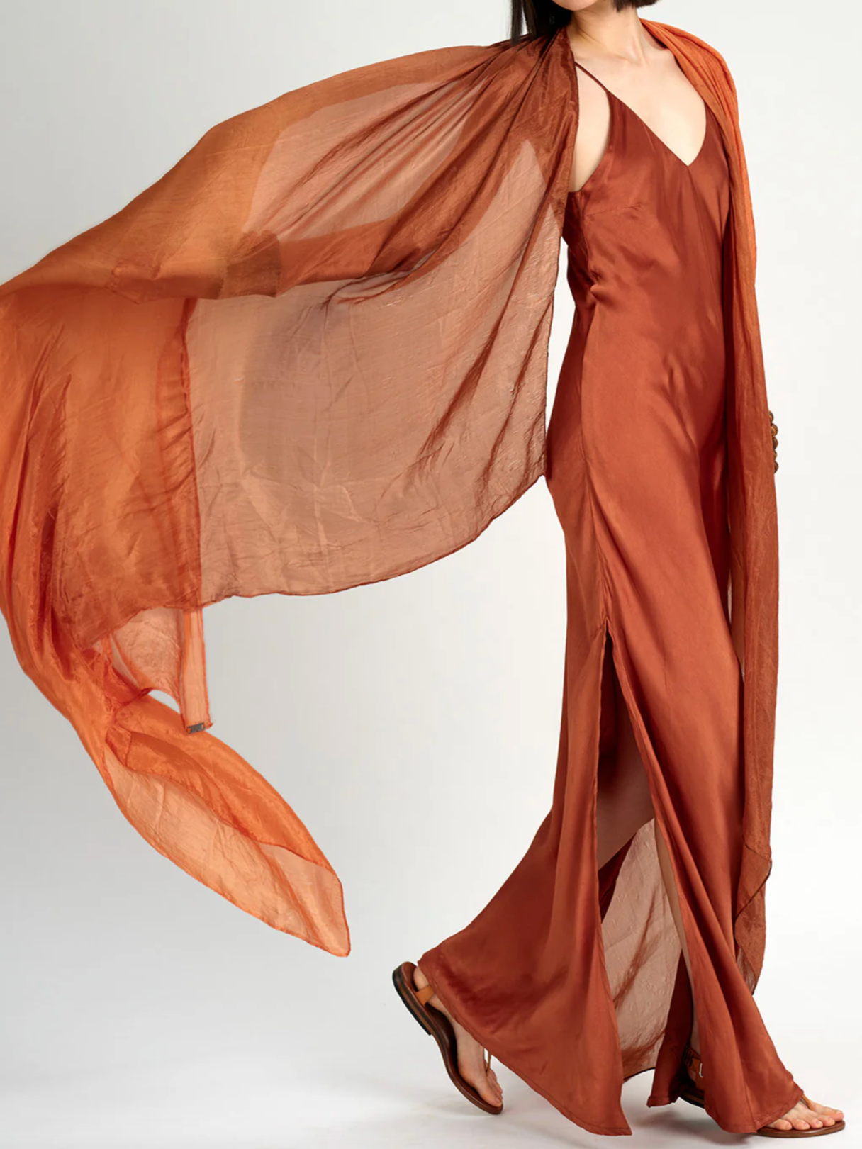 Narrow V Neck Bias Dress | Yam