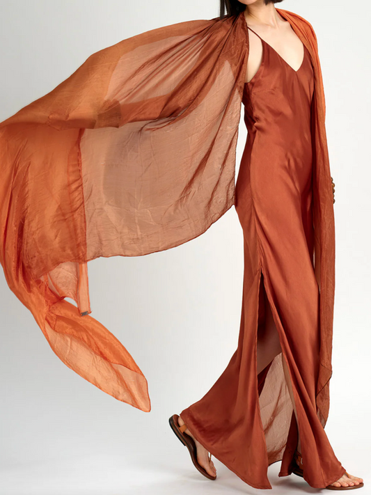 Narrow V Neck Bias Dress | Yam