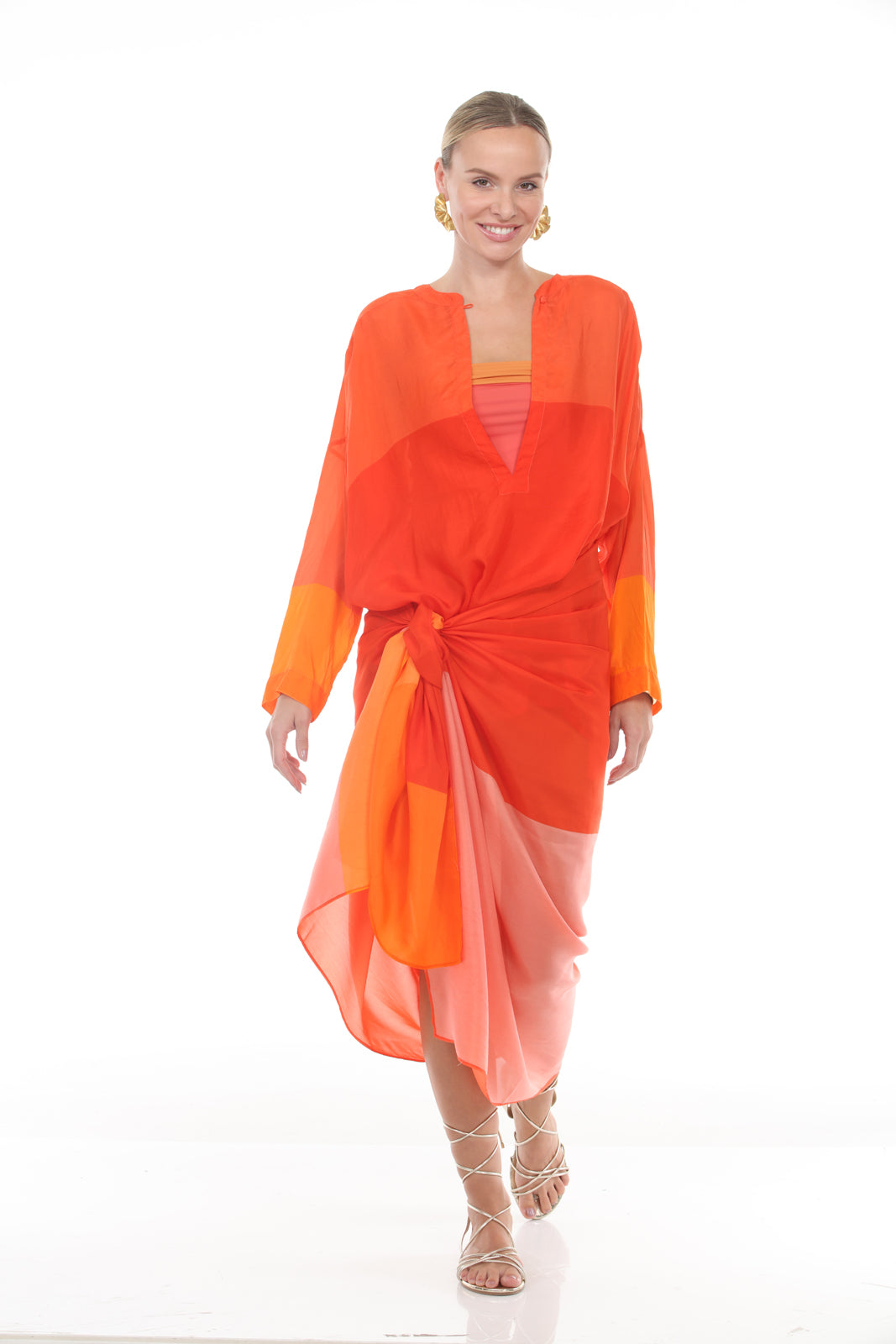 Silk Pirate Shirted - Printed | Orange/Coral