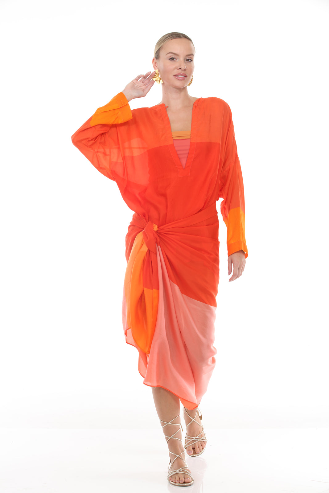 Silk Pirate Shirted - Printed | Orange/Coral alt