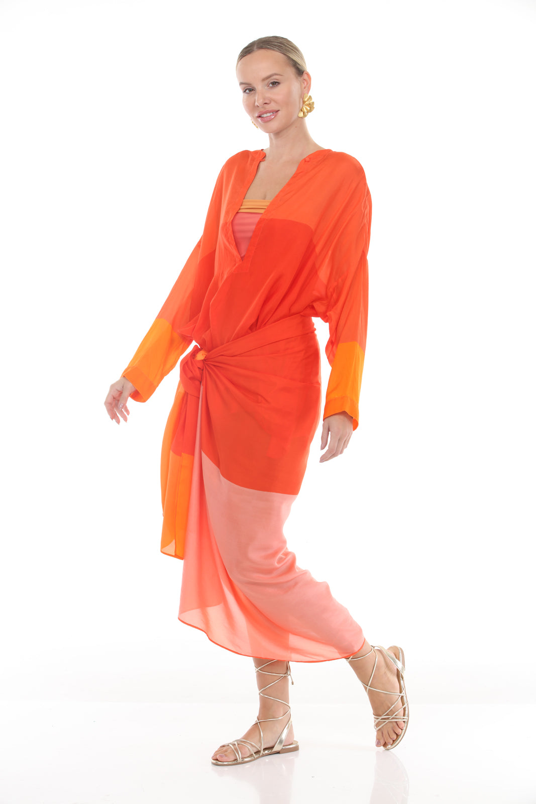 Silk Pirate Shirted - Printed | Orange/Coral alt