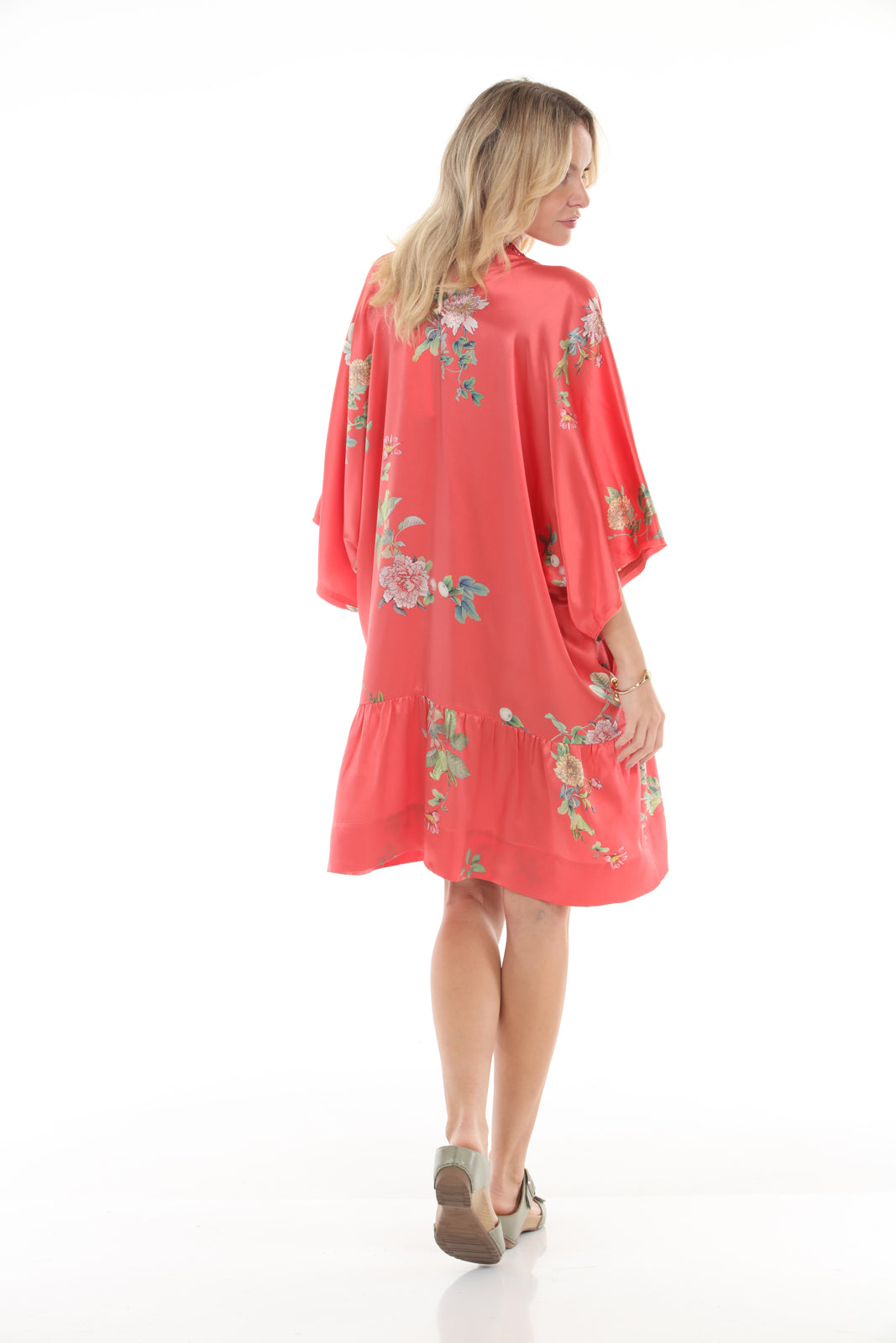 Tunic Dress With Ruffle | Coral - back