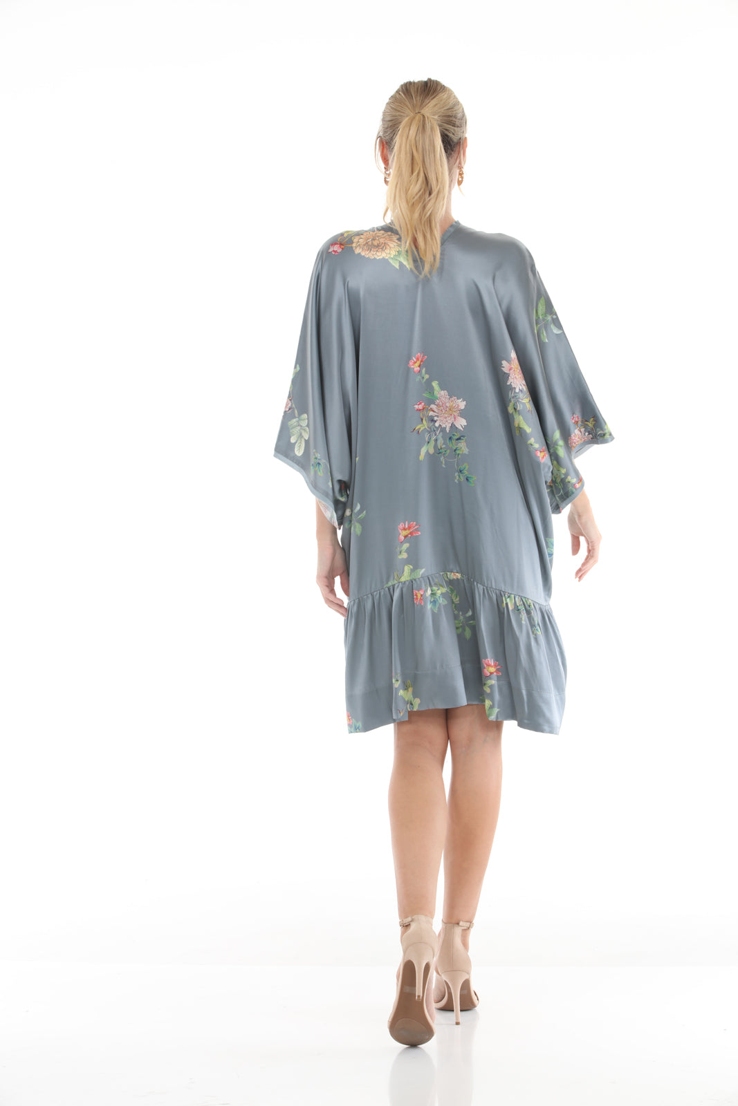 Tunic Dress With Ruffle | Grey - back