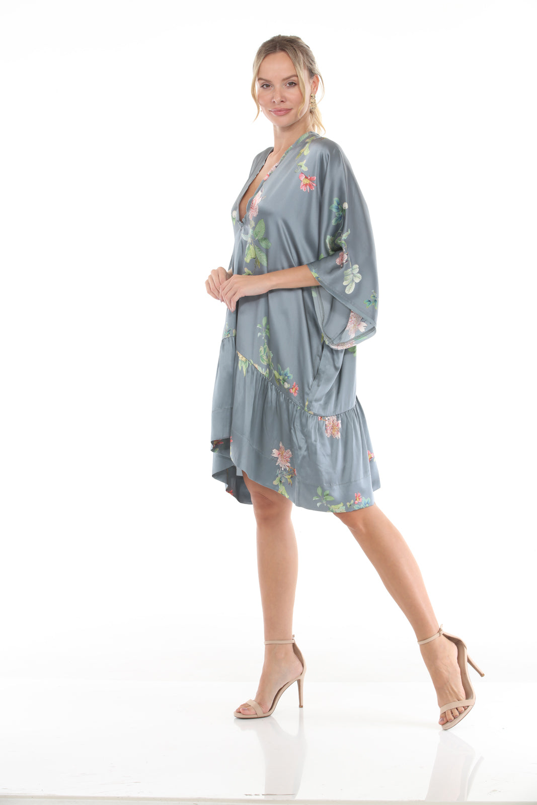 Tunic Dress With Ruffle | Grey - side