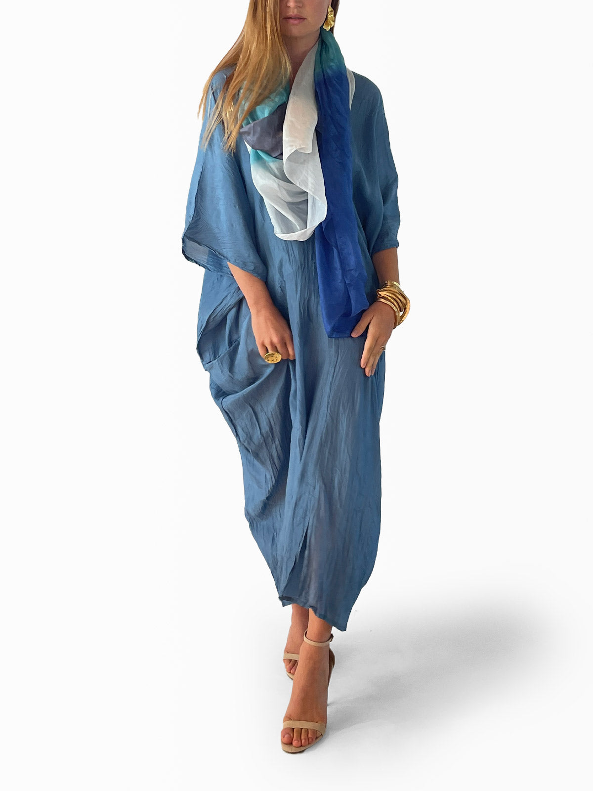 VACANCES Rae Silk Caftan Rae Steel front