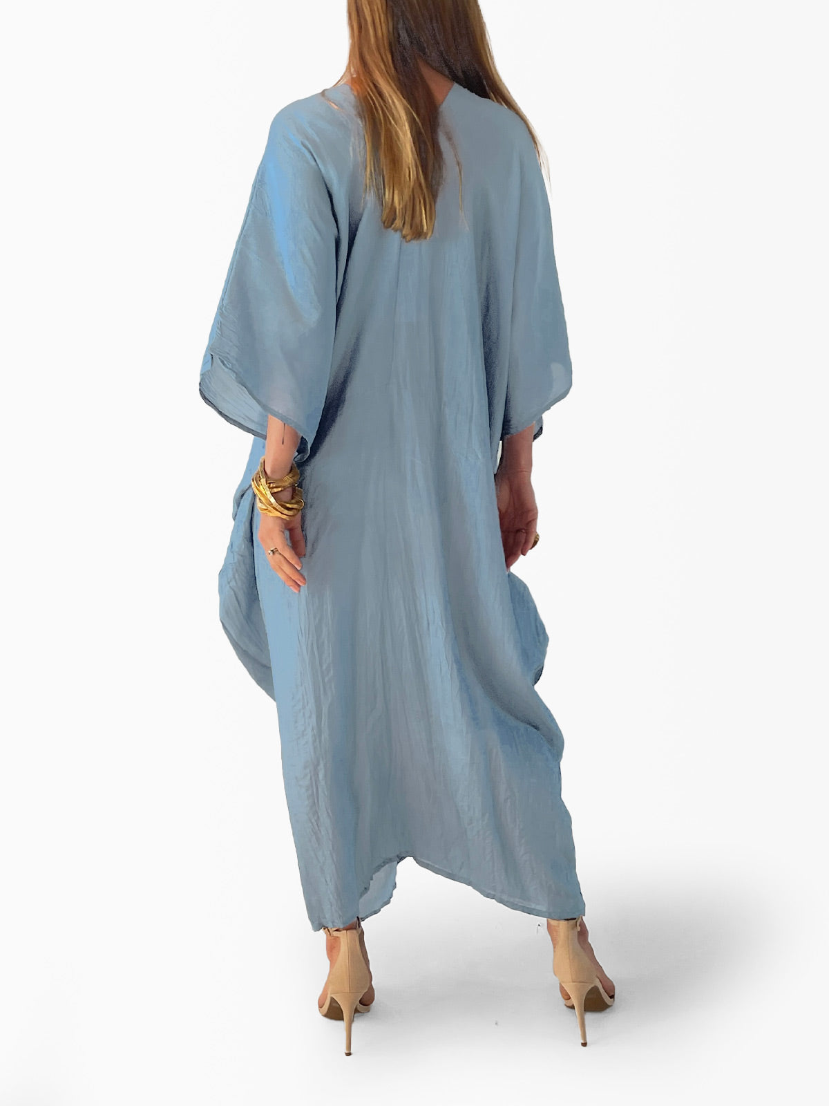 VACANCES Rae Silk Caftan Vinage Denim back