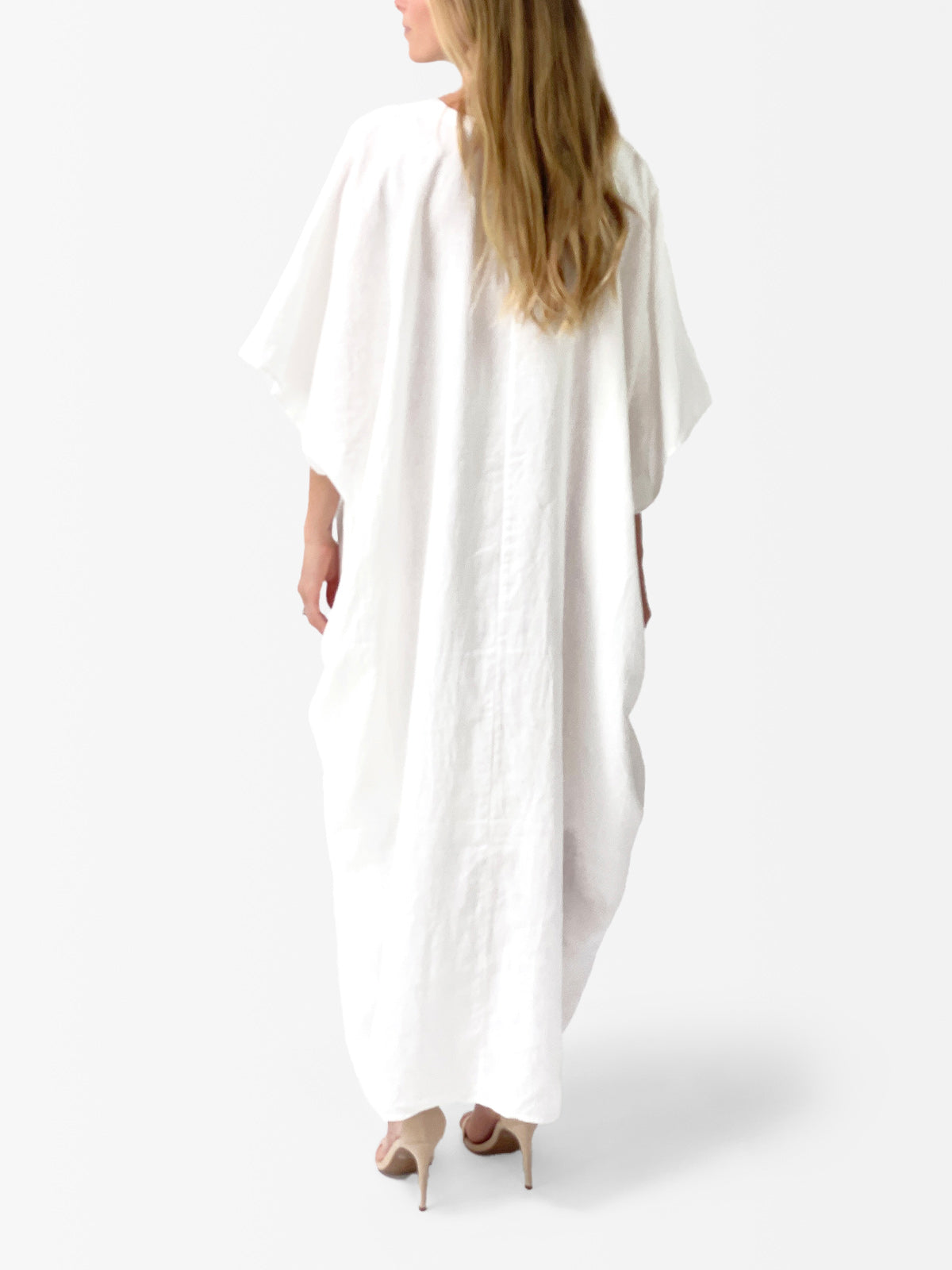 VACANCES Tulum Linen Caftan White Back