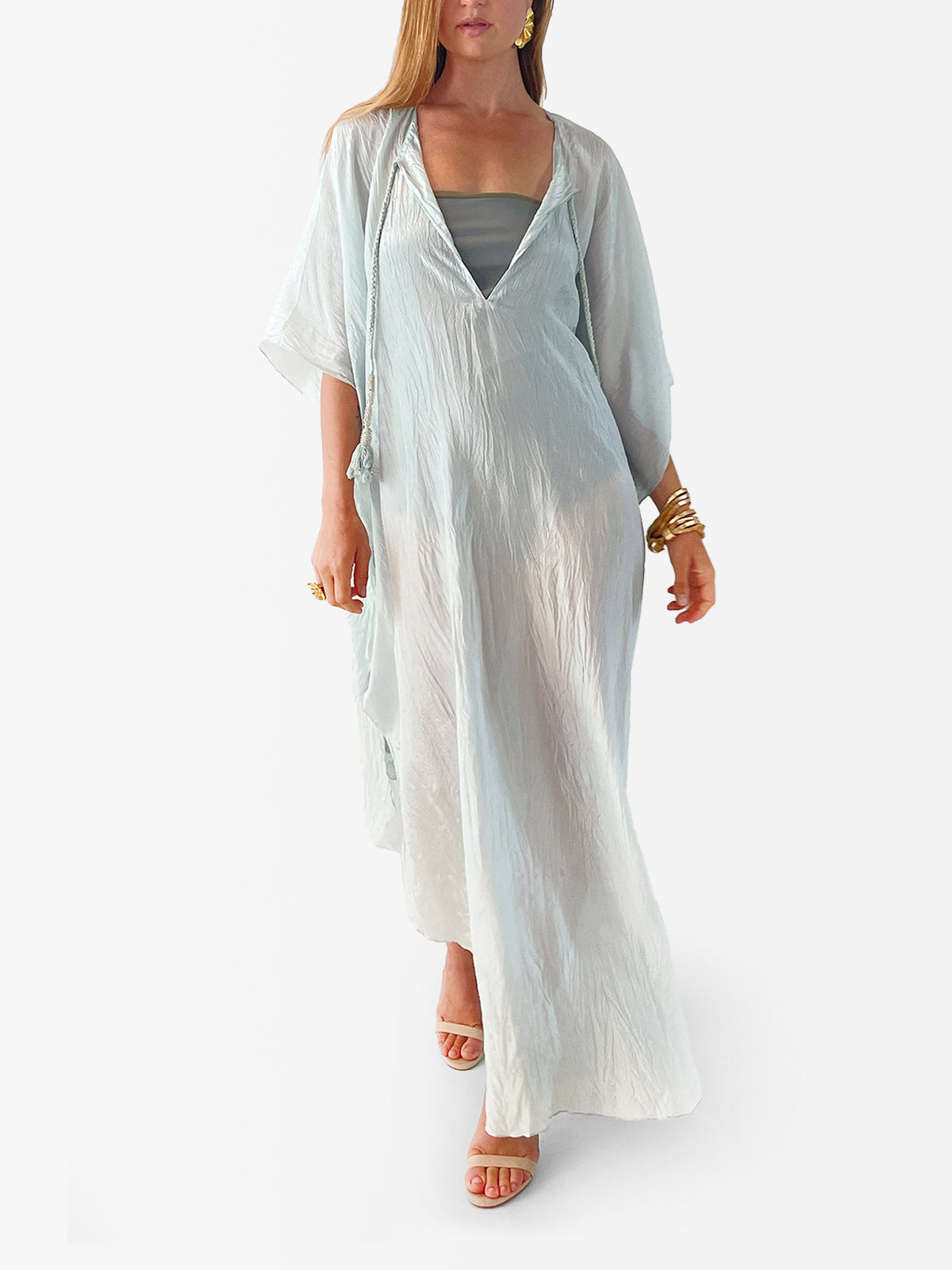 VACANCES Zanna Silk Caftan Cloud front