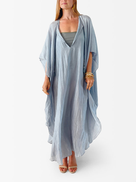 VACANCES Zanna Silk Caftan Vintage Denim front