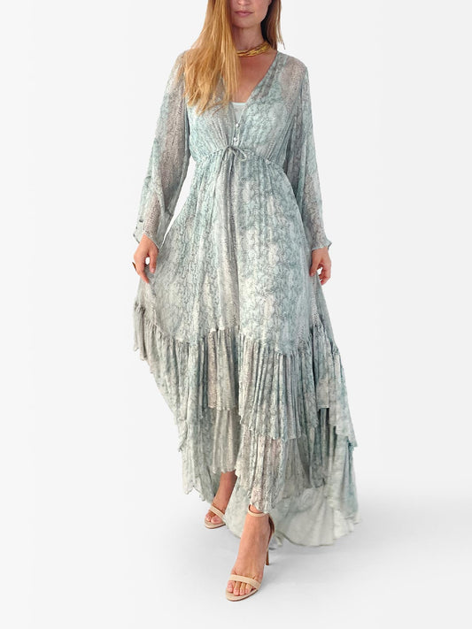 VACANCES Isla Lurex Dress Turquoise front