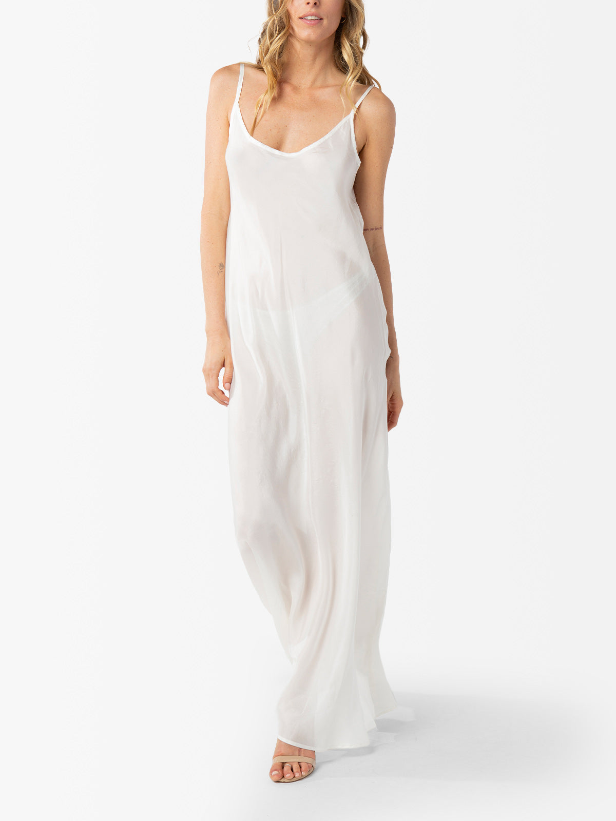 VACANCES Silk Habotai Slip Dress front