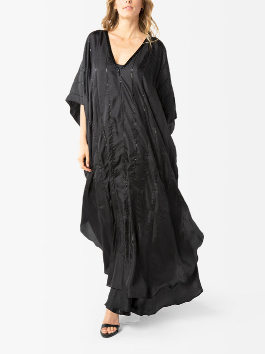 VACANCES Danielle Black Evening Caftan Dress Front