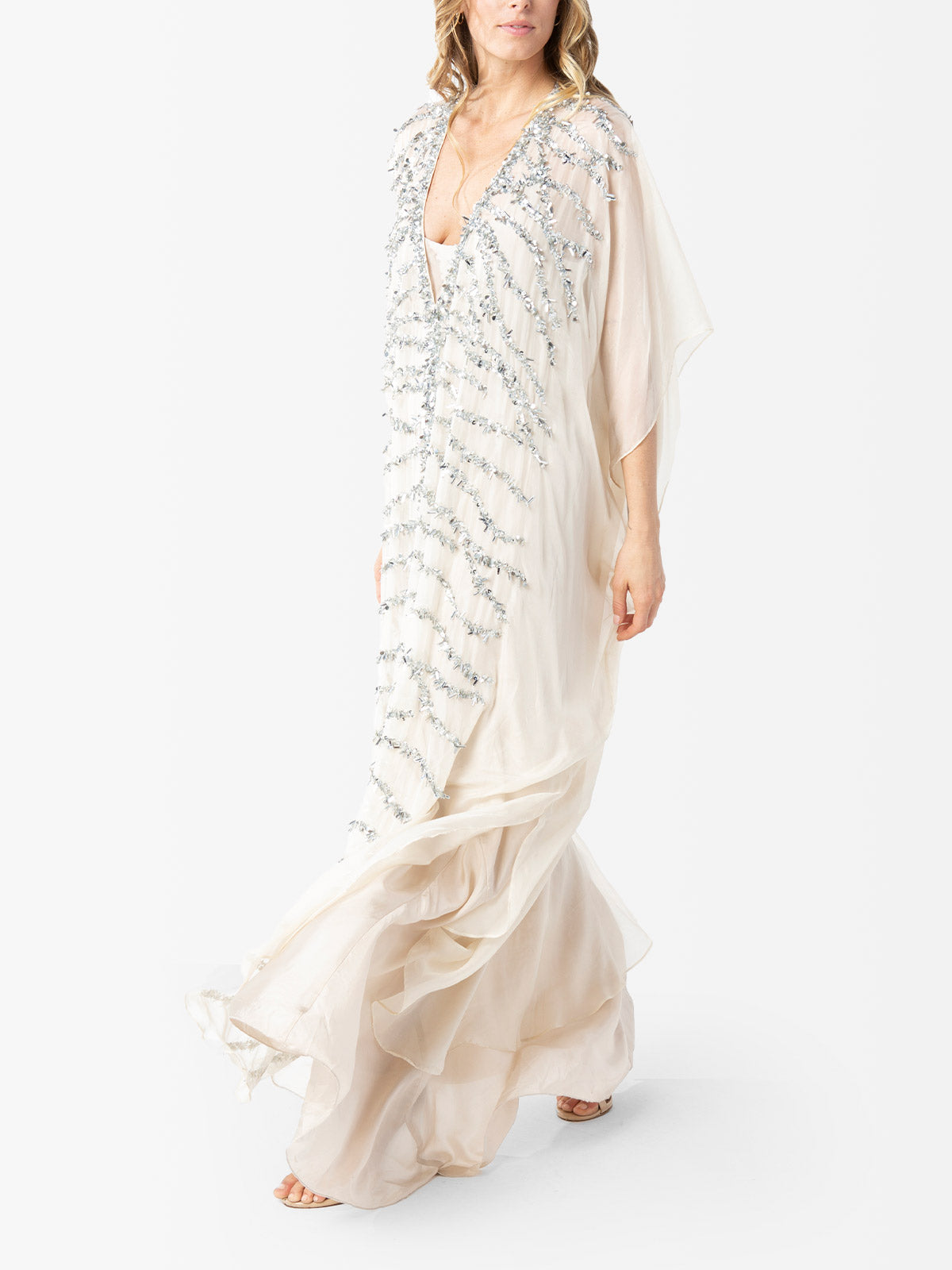 VACANCES Freesia Champagne Evening Caftan Dress front
