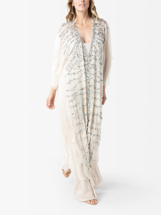 VACANCES Freesia Champagne Evening Caftan Dress front