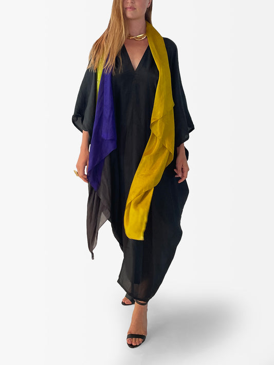 VACANCES Pareo Black Mustard Purple front