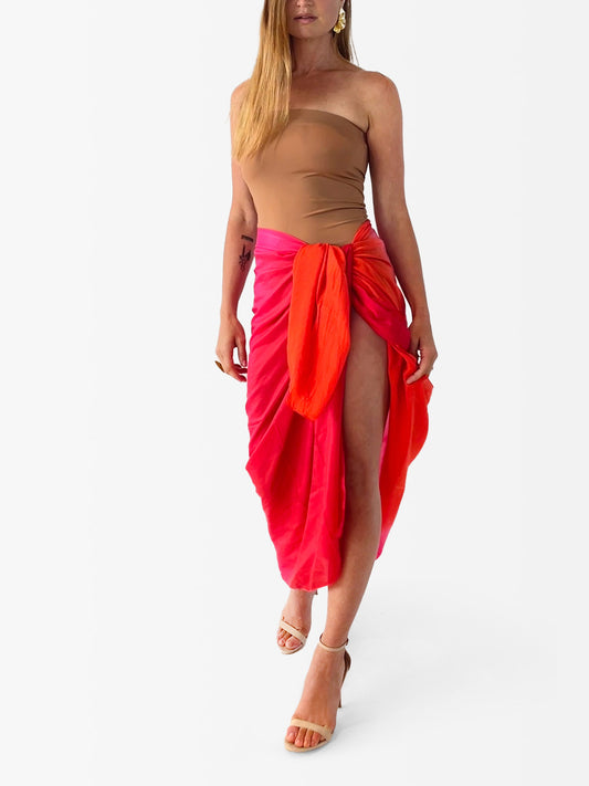 Silk Pareo | Poppy/Rose/Orange