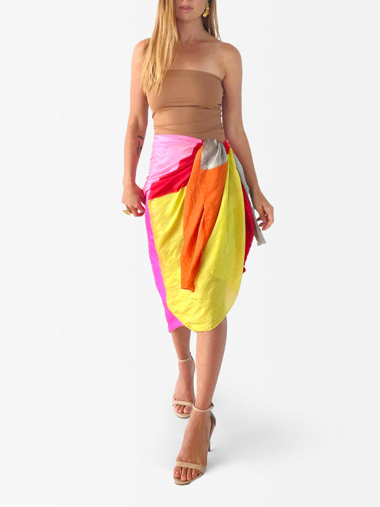 VACANCES Pareo Rose Sage Yellow front