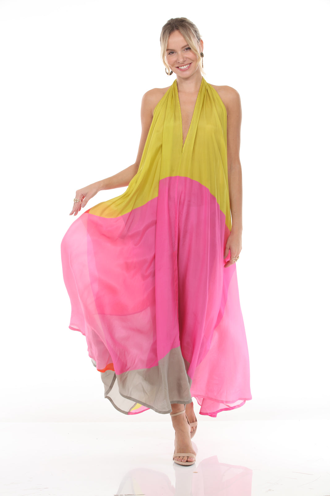 Halter Dress With Belt | Pink/Orange/Red/Yellow - swish