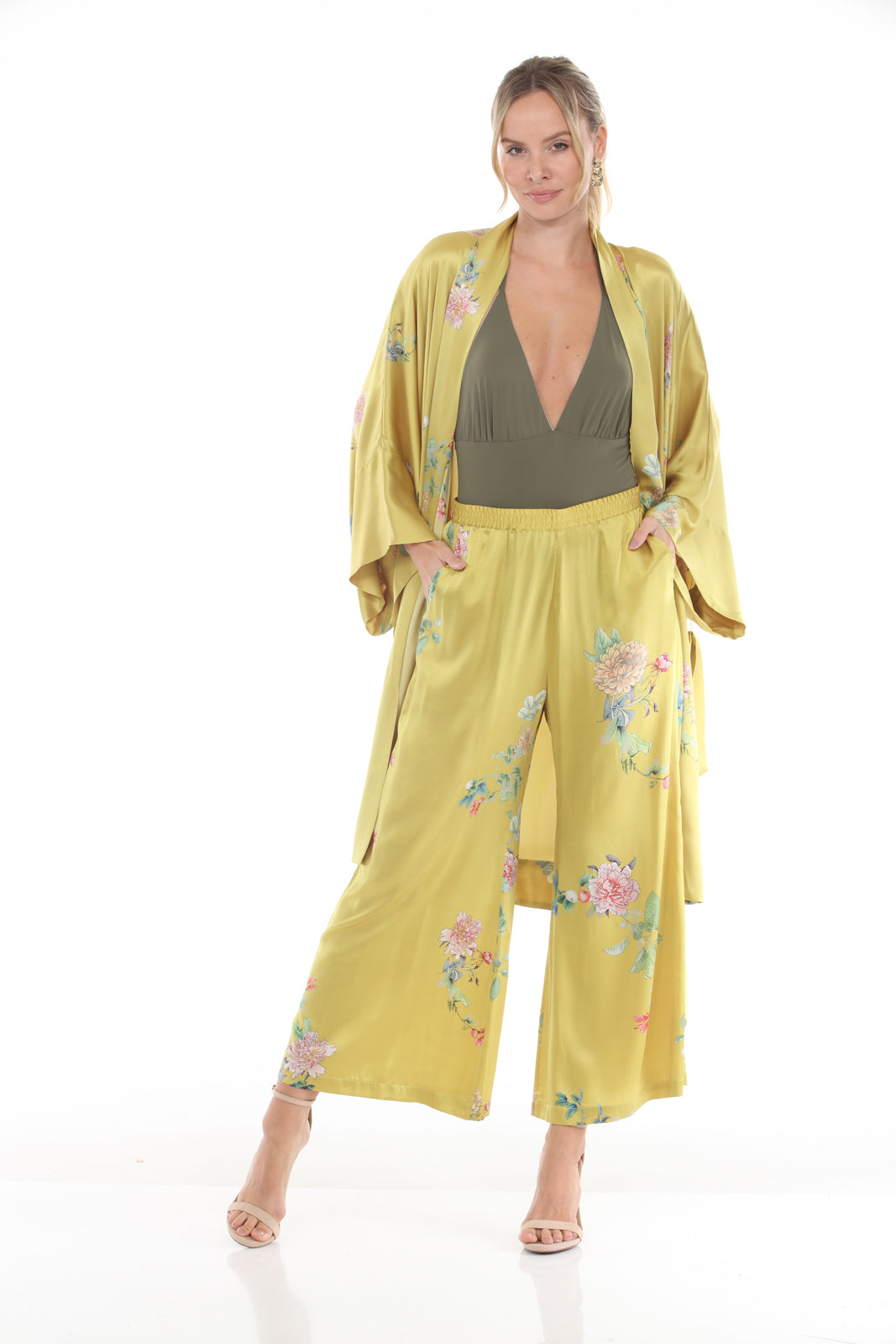 Wide Leg Pull On Pants | Mustard - front alt