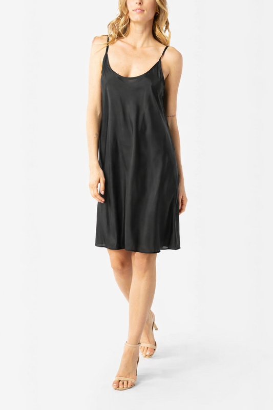 Short Silk Slip Dress | Black