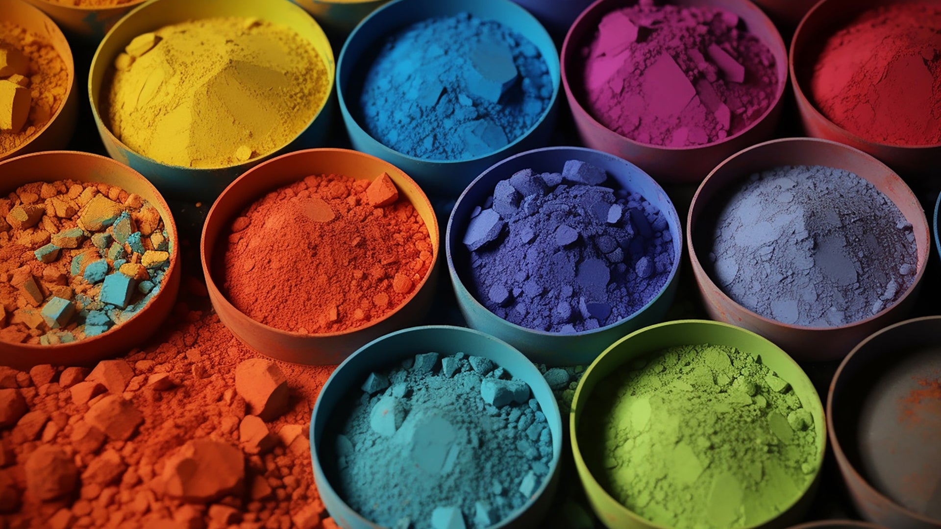 Colorful dye pots