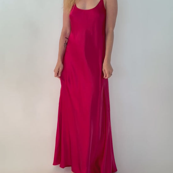 VACANCES Silk Charmeuse Maxi Dress Poppy Red