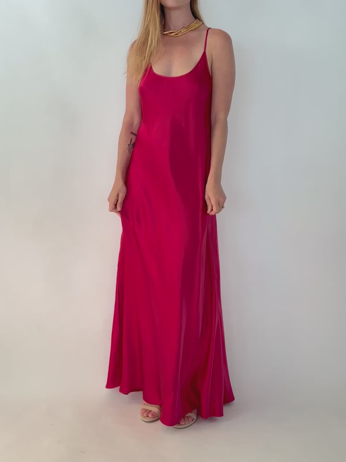 VACANCES Silk Charmeuse Maxi Dress Poppy Red