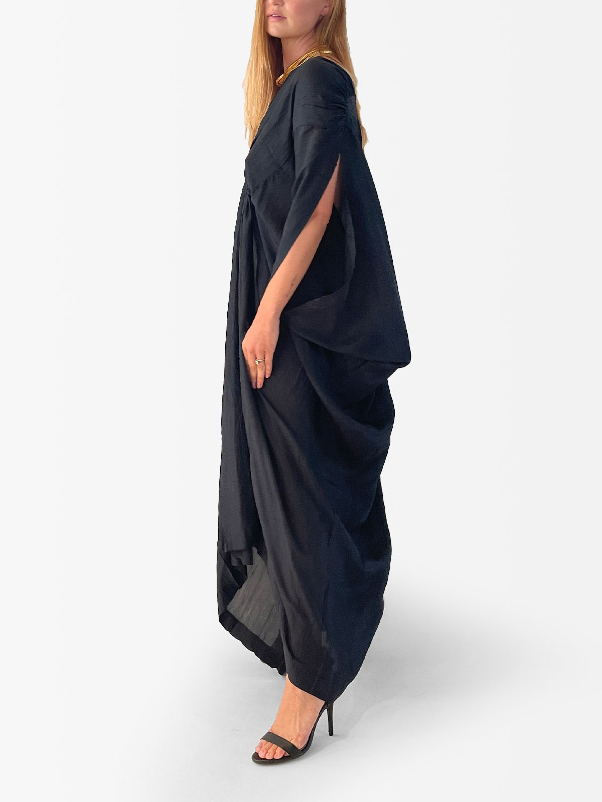 VACANCES Amy Silk Caftan Dress Black side