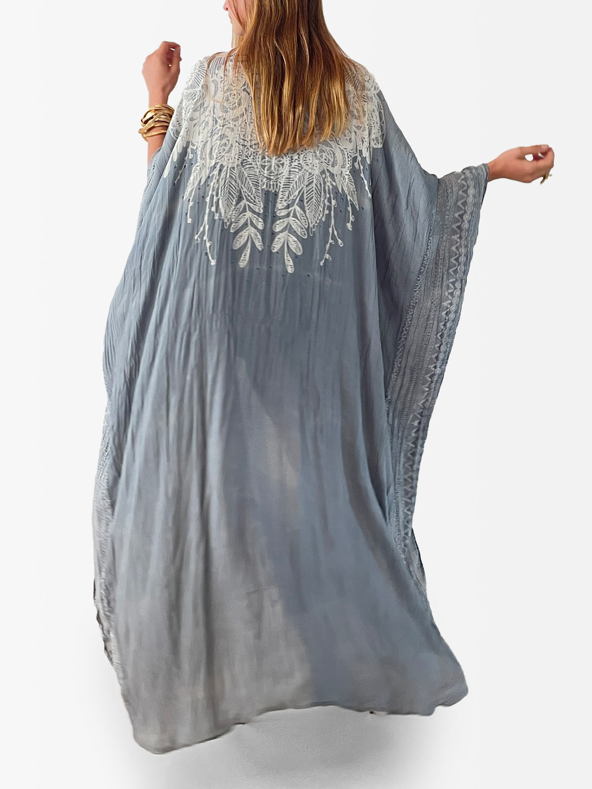 VACANCES Penelope Kimono Silk Caftan Vintage Denim ball